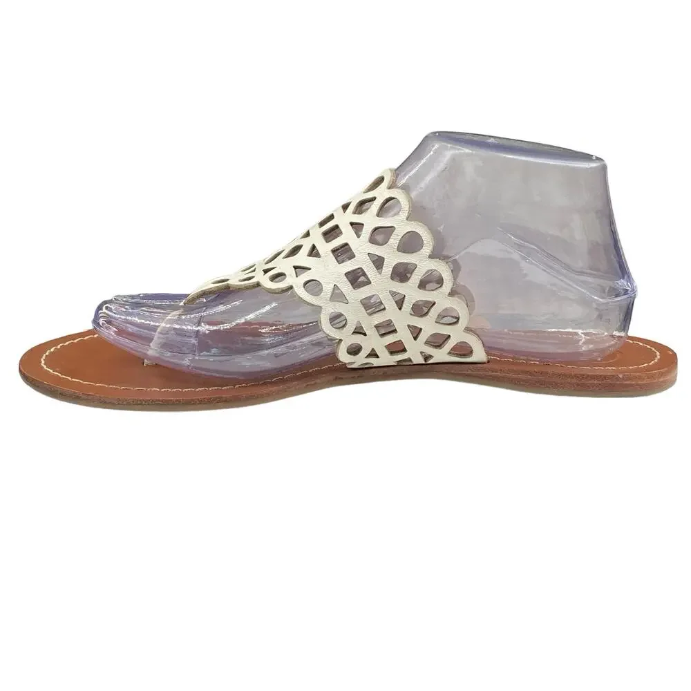 Tory Burch Women’s Davy Cream Leather Slip On Sandal Size US 9.5